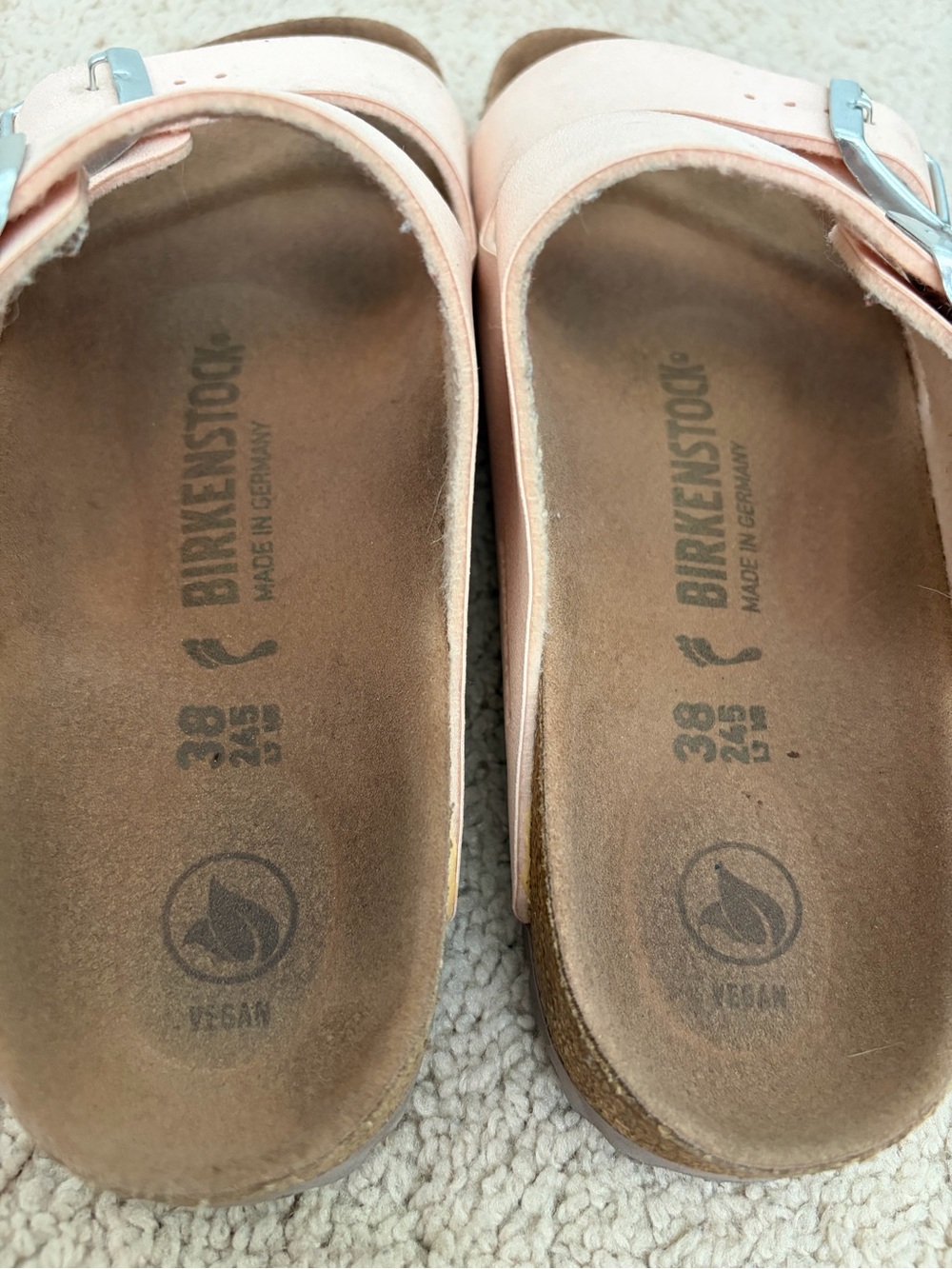 Birkenstock Pink Leather Arizona Soft Foot Slide Women's Size EU 38 US 7 - 7.5 - Picture 5 of 7